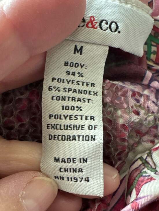 Style & Co. Women's Pink Floral Mandala Sequin V-Neck Empire Waist Tunic Top siz - Picture 8 of 8